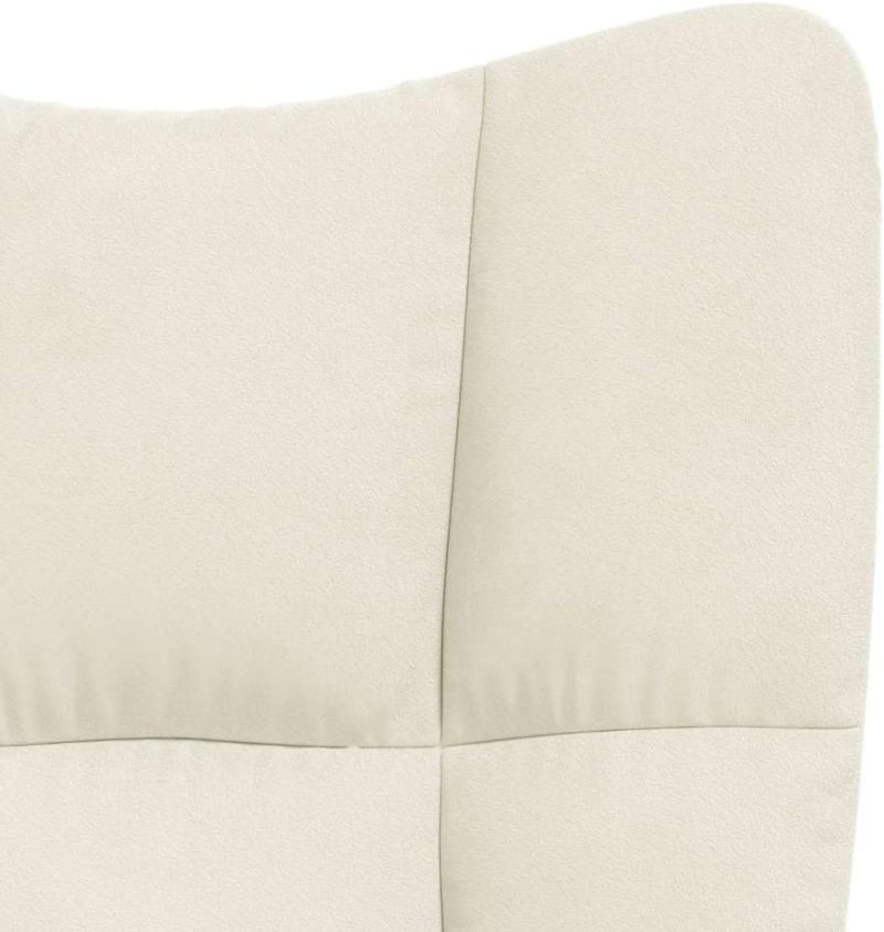 vidaXL Cream White Velvet Rocking Chair - Modern Chic Design with Comfortable Velvet Upholstery, Padded Foam Seat and Durable Steel Frame - Image 8